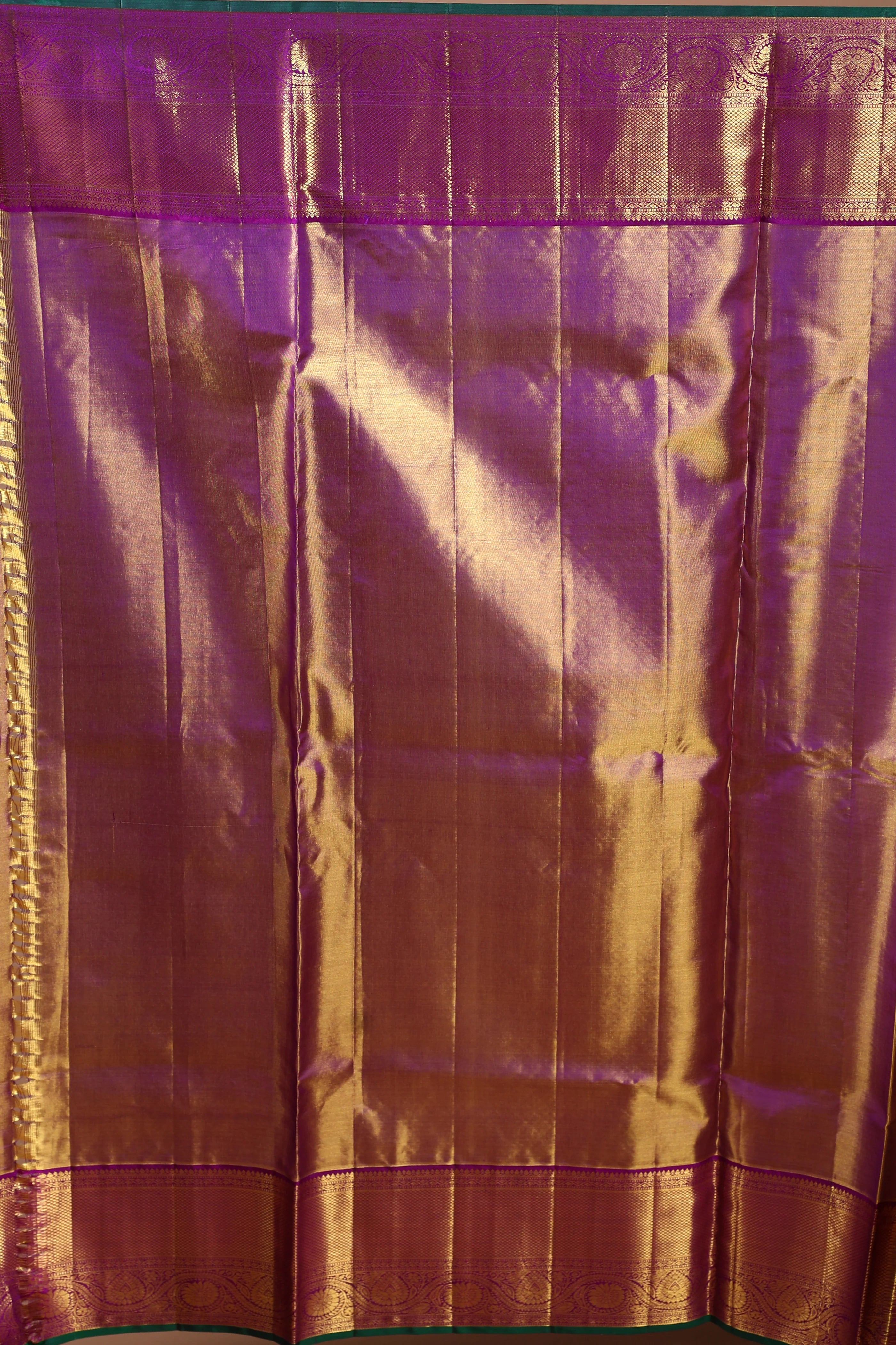 Golden and Purple Silk Tissue Kanjivaram Saree with Blouse Piece