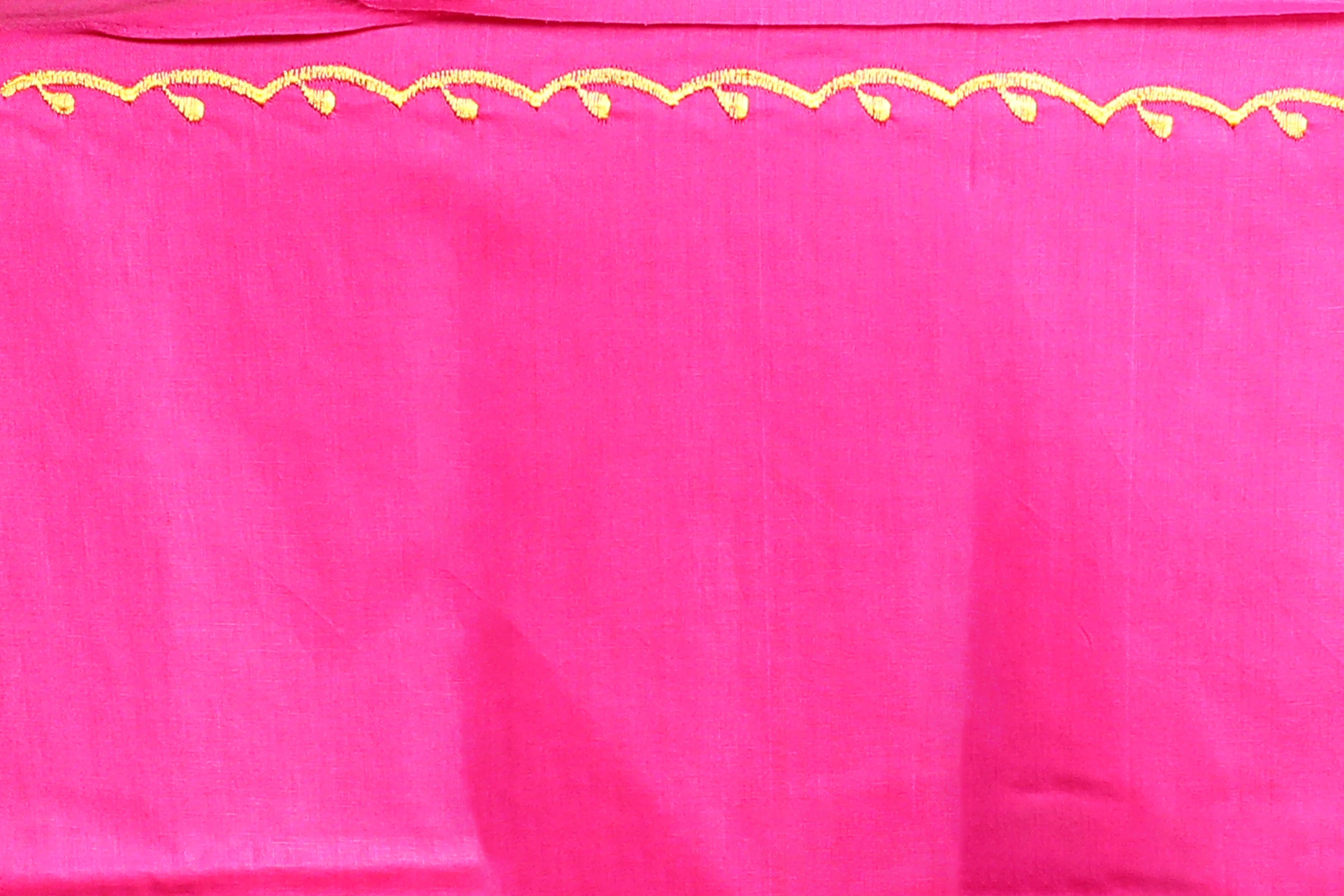 Yellow Resham Check Embroidery Saree with Blouse Piece