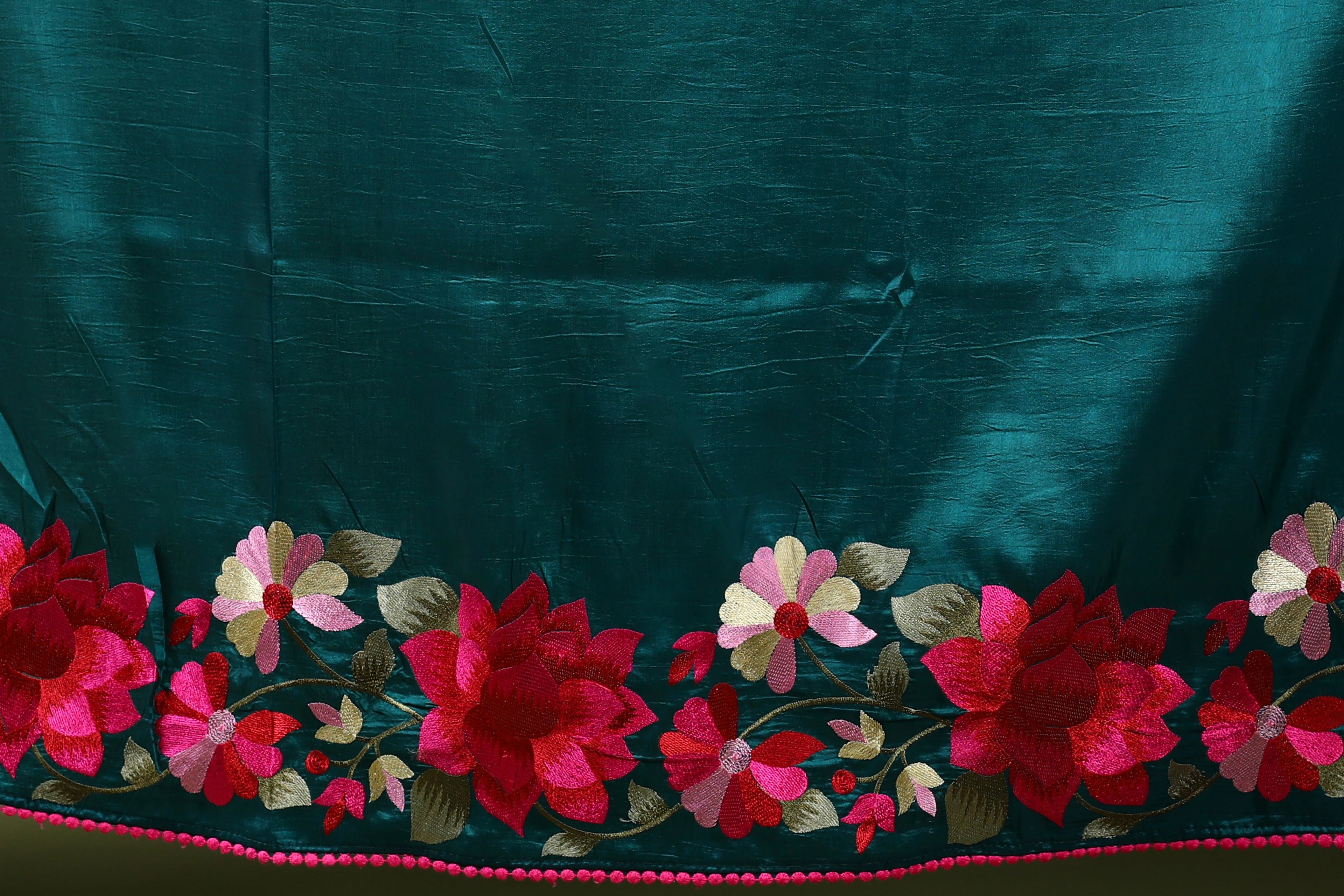Bottle Green Semi Silk Saree with Blouse Piece