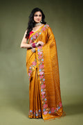 Mustard Yellow Semi Tussar Saree with Blouse Piece