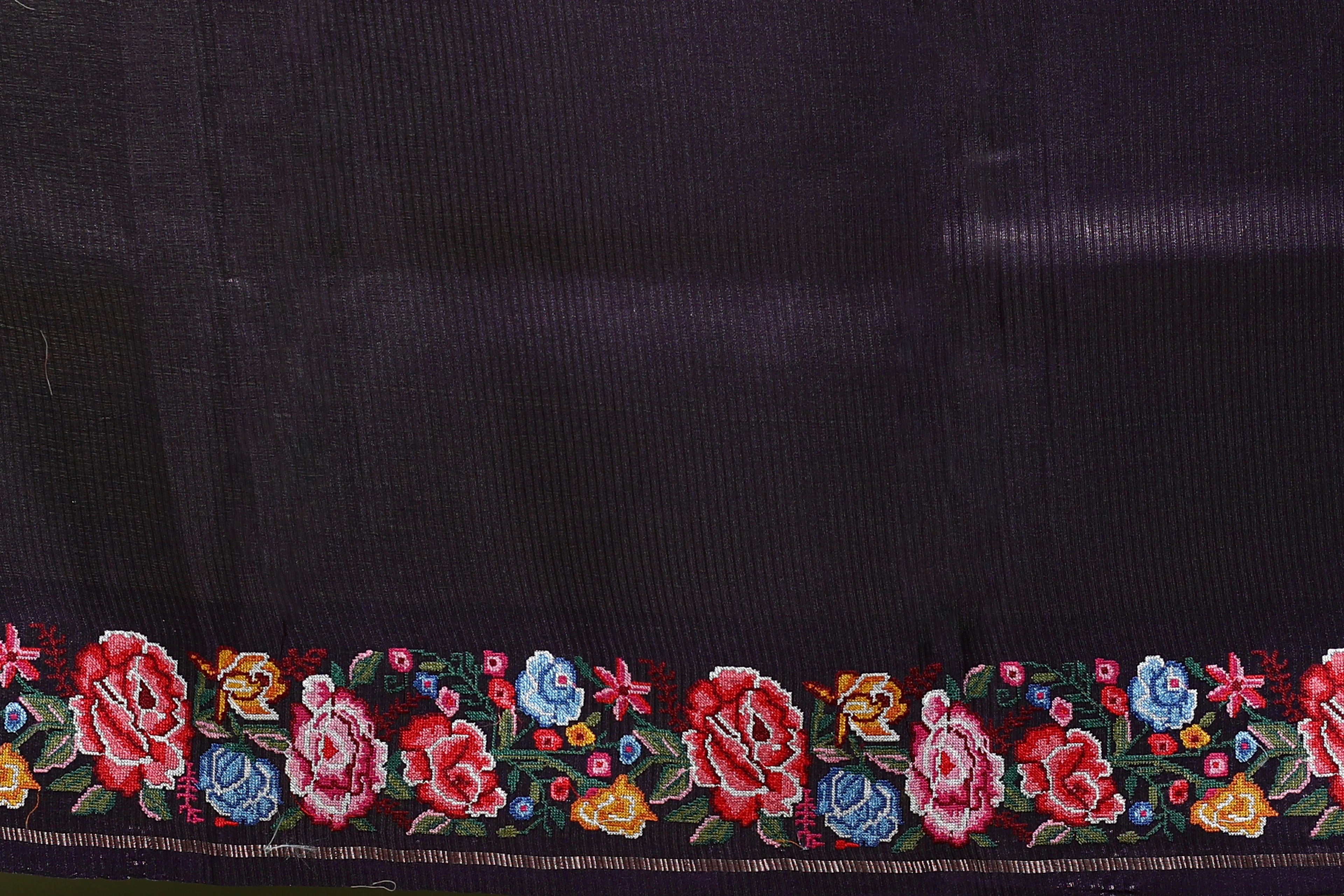 Dark Purple Semi Tussar Saree with Blouse Piece