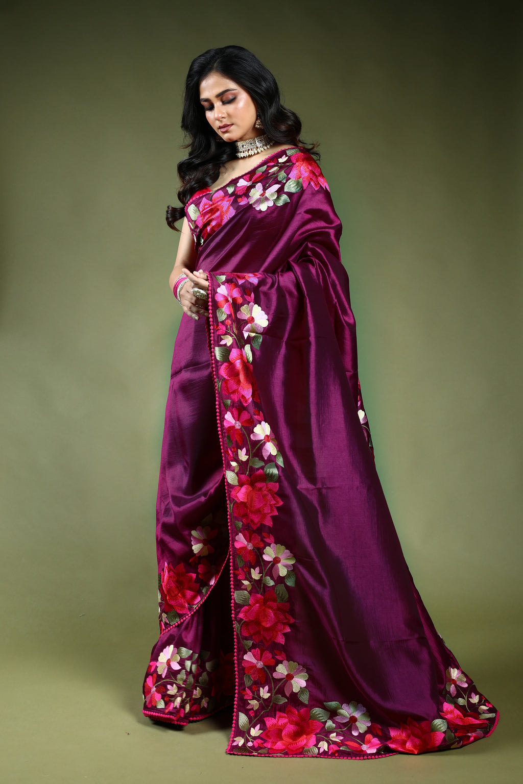Magenda Semi Silk Saree with Blouse Piece