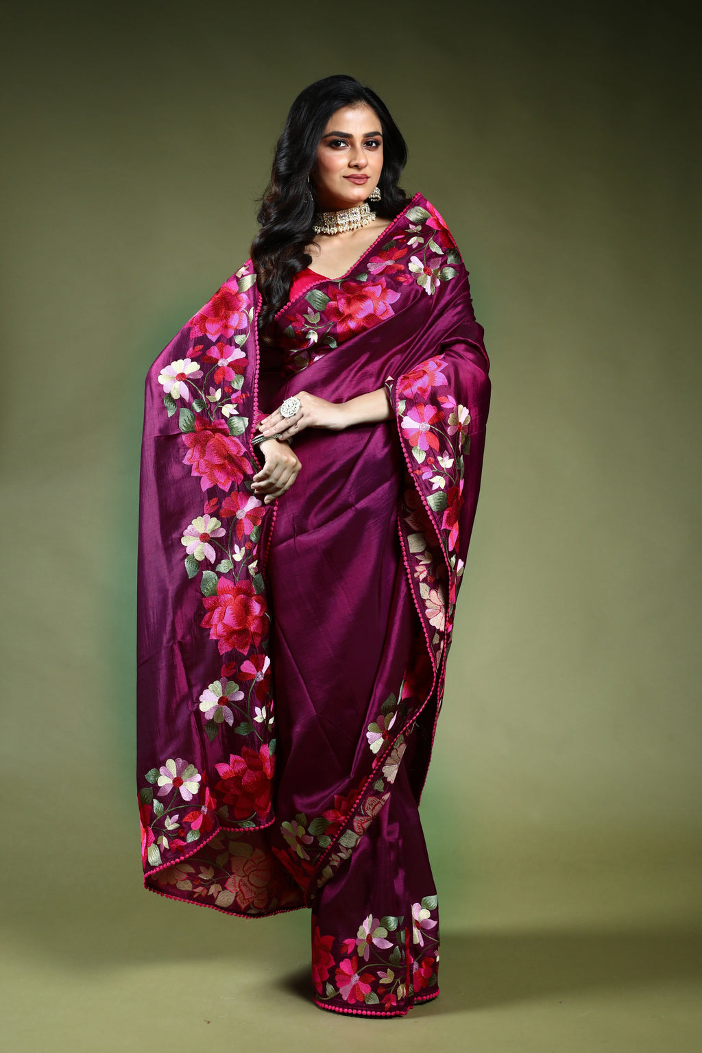 Magenda Semi Silk Saree with Blouse Piece