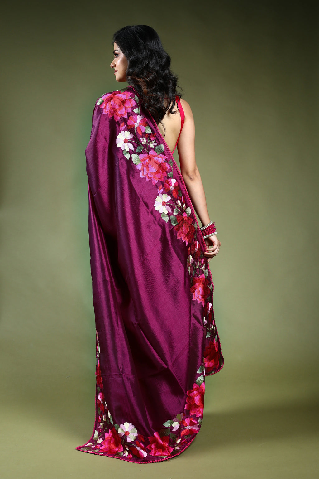 Magenda Semi Silk Saree with Blouse Piece