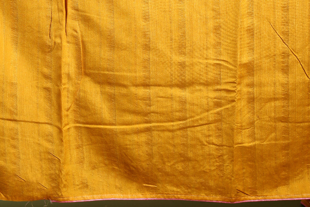 Mustard Yellow Semi Tussar Parsi Saree with Blouse Piece