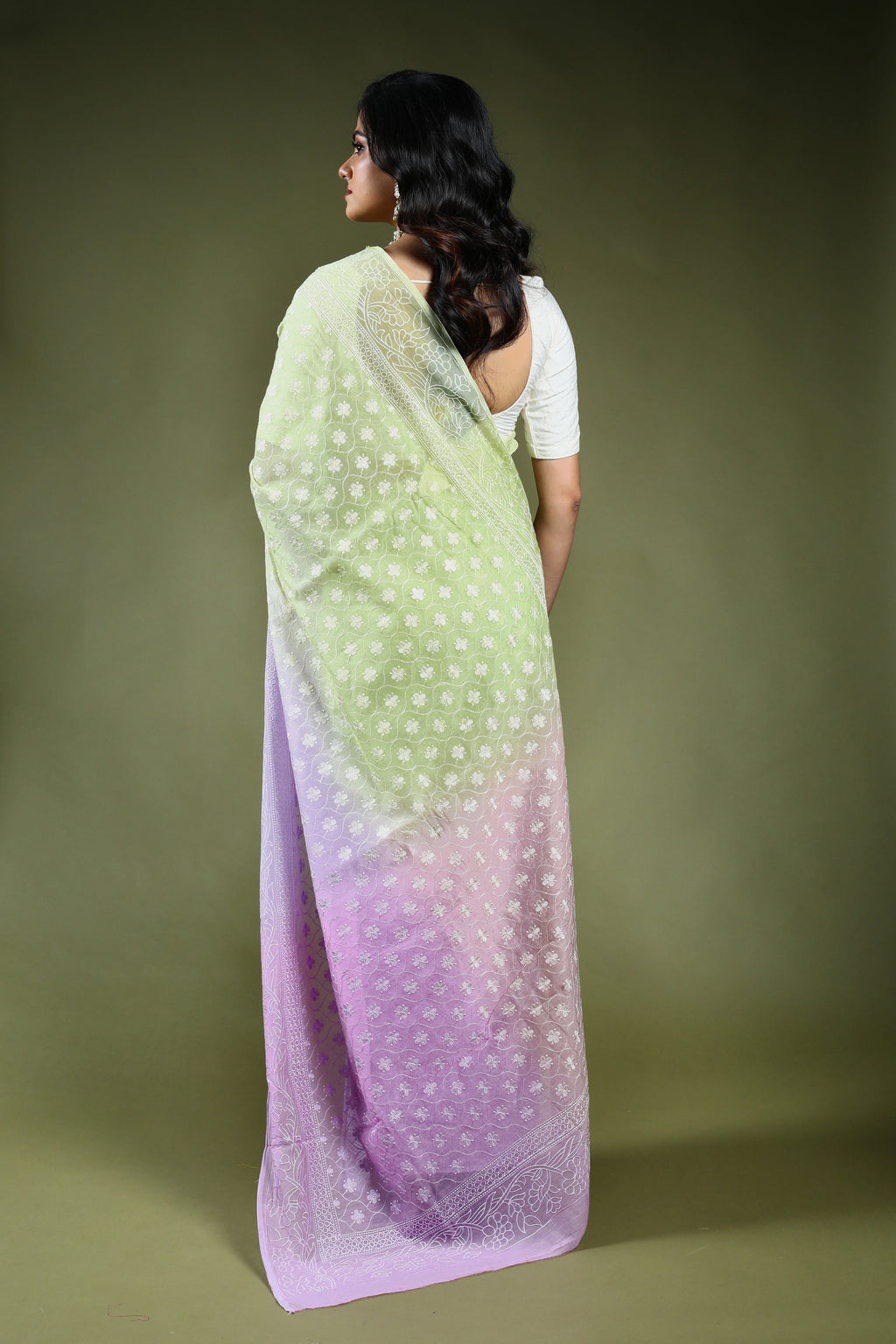 Cotton Chikankari Saree with Blouse Piece
