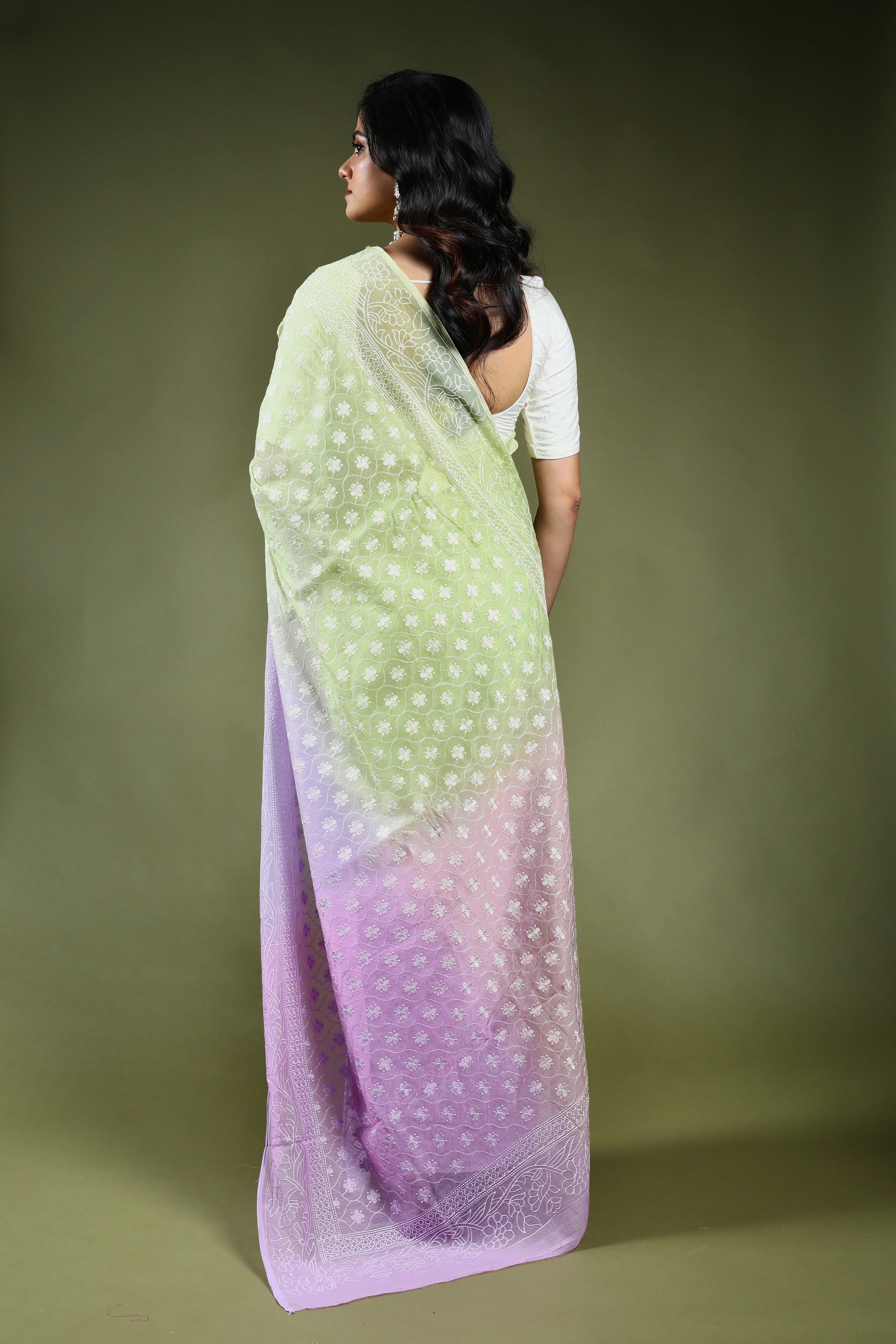 Cotton Chikankari Saree with Blouse Piece