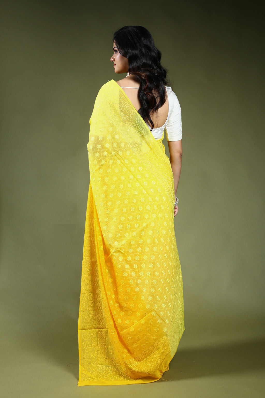 Cotton Chikankari Saree with Blouse Piece