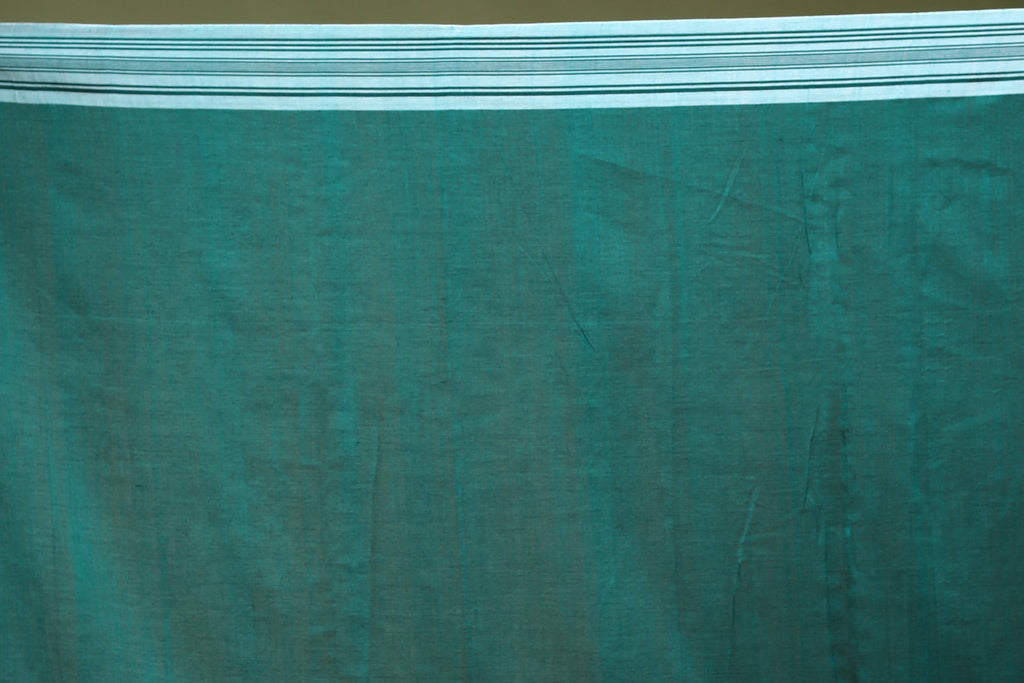 Pine Green  Cotton Saree with Blouse Piece