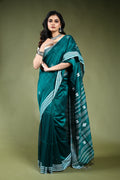 Pine Green  Cotton Saree with Blouse Piece