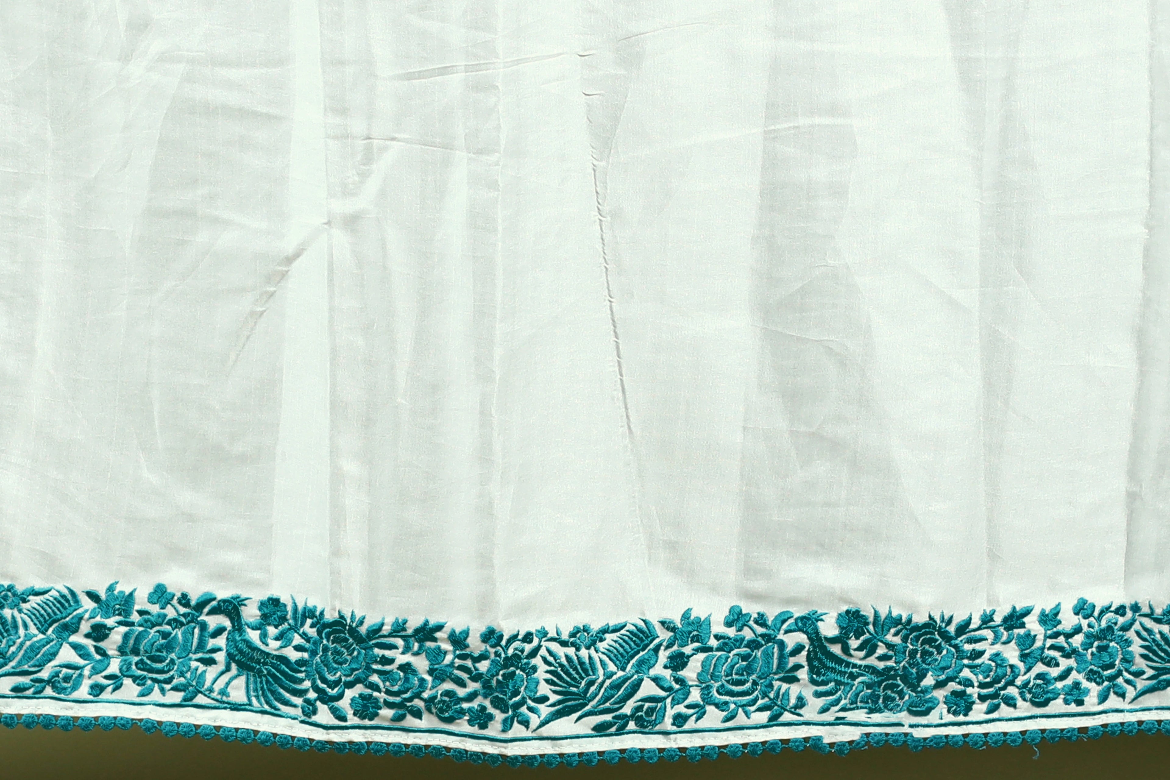 White Semi Silk Parsi Saree with Blouse Piece