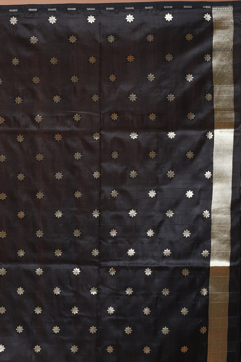 Black Pure Katan Silk Saree with Blouse Piece