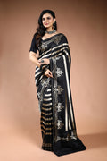 Black Pure Katan Silk Saree with Blouse Piece