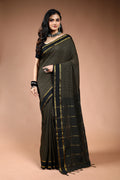 Black Semi Silk Ilkal Saree with Blouse Piece