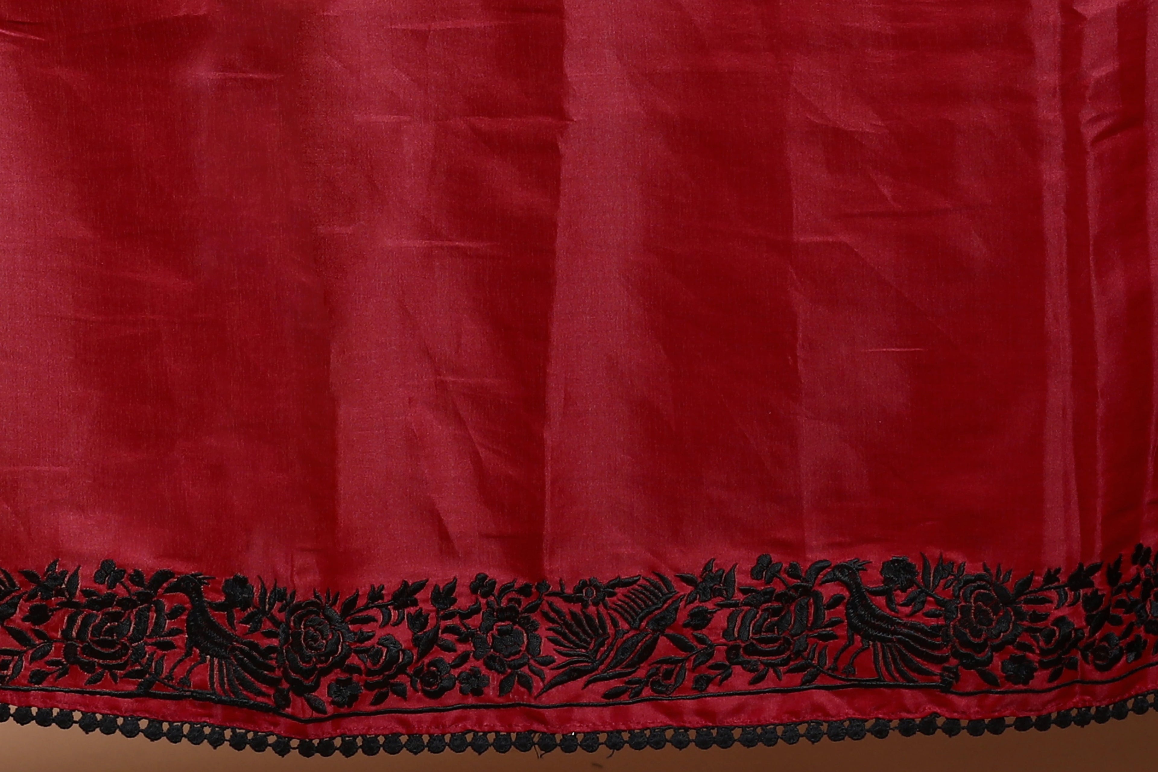 Maroon Semi Silk Parsi Saree with Blouse Piece