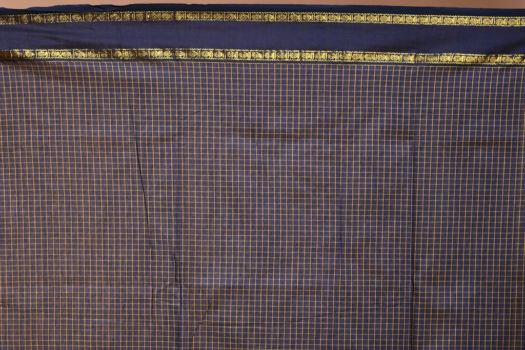 Ink Blue Semi Silk Ilkal Saree with Blouse Piece
