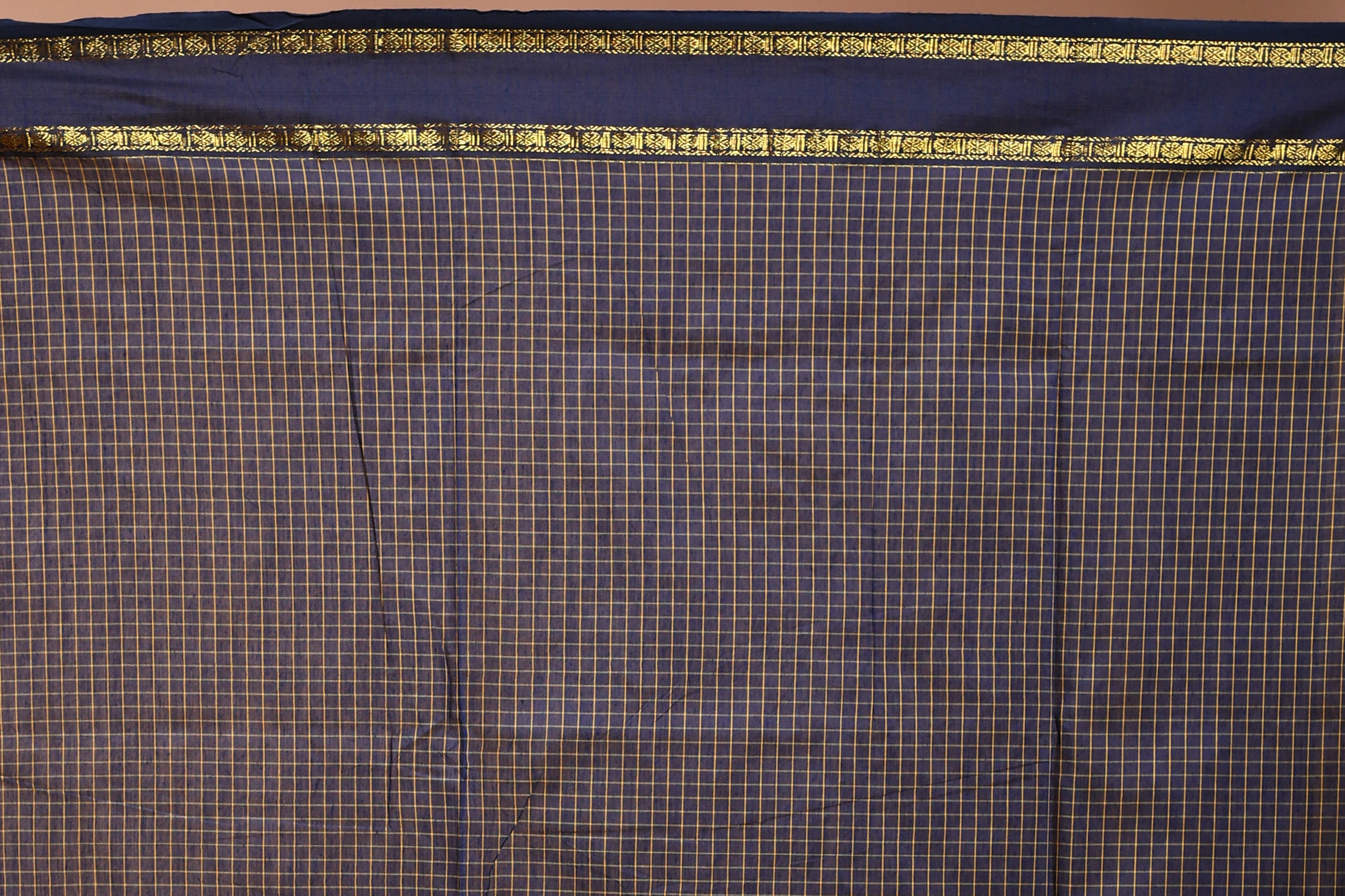 Ink Blue Semi Silk Ilkal Saree with Blouse Piece