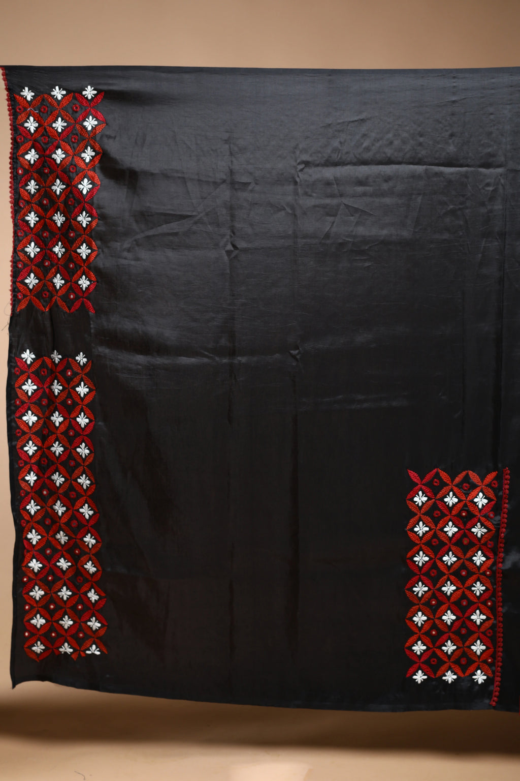 Black Silk Gujarati Saree with Blouse Piece