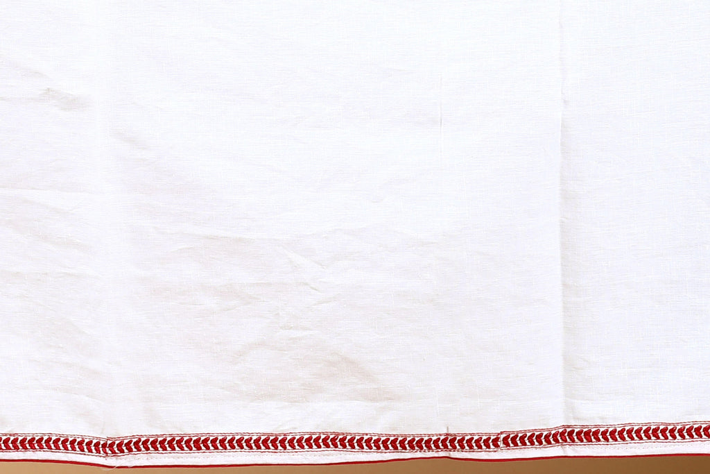 Red & White Silk Kota Saree with Blouse Piece