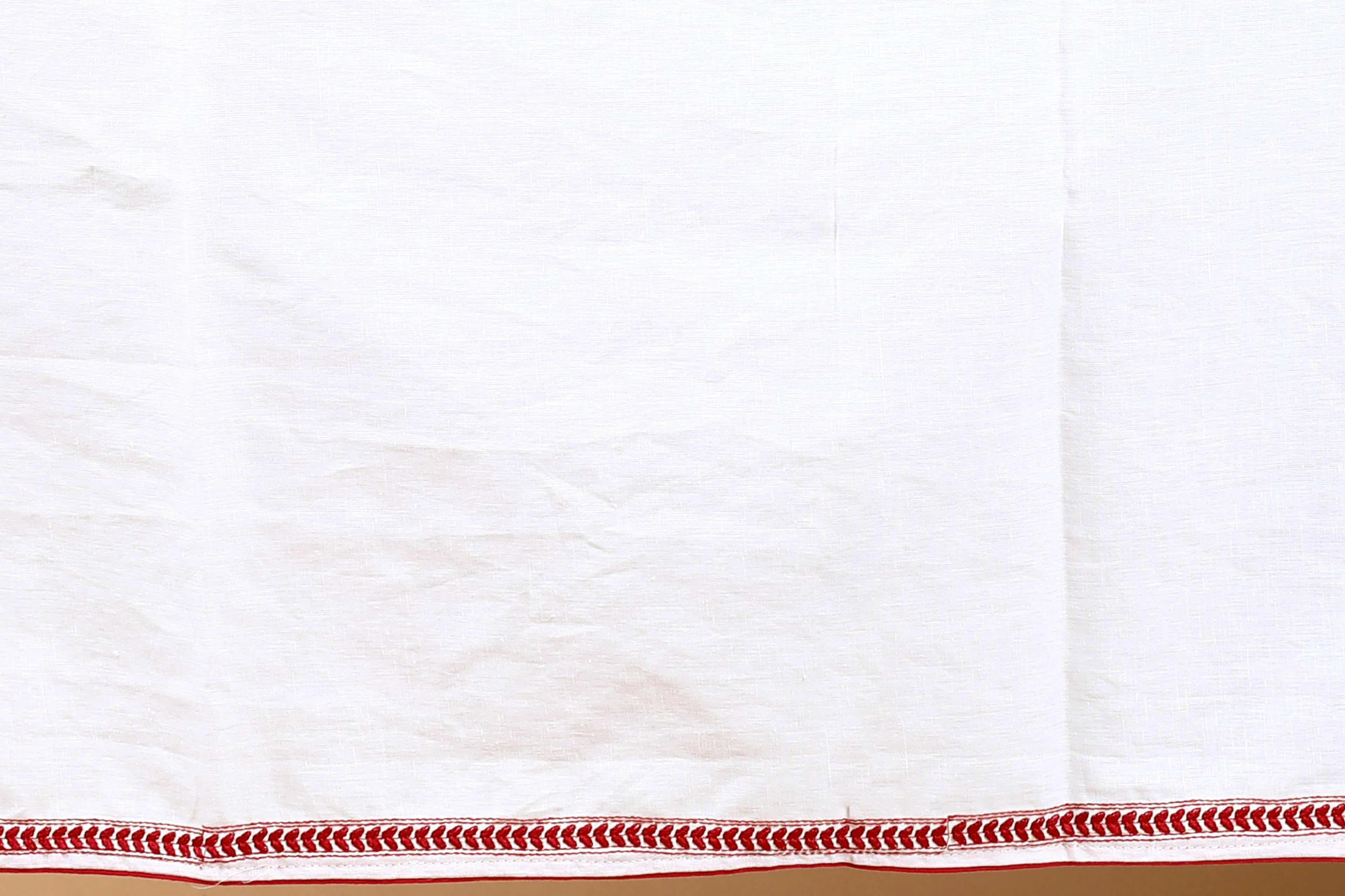 Red & White Silk Kota Saree with Blouse Piece