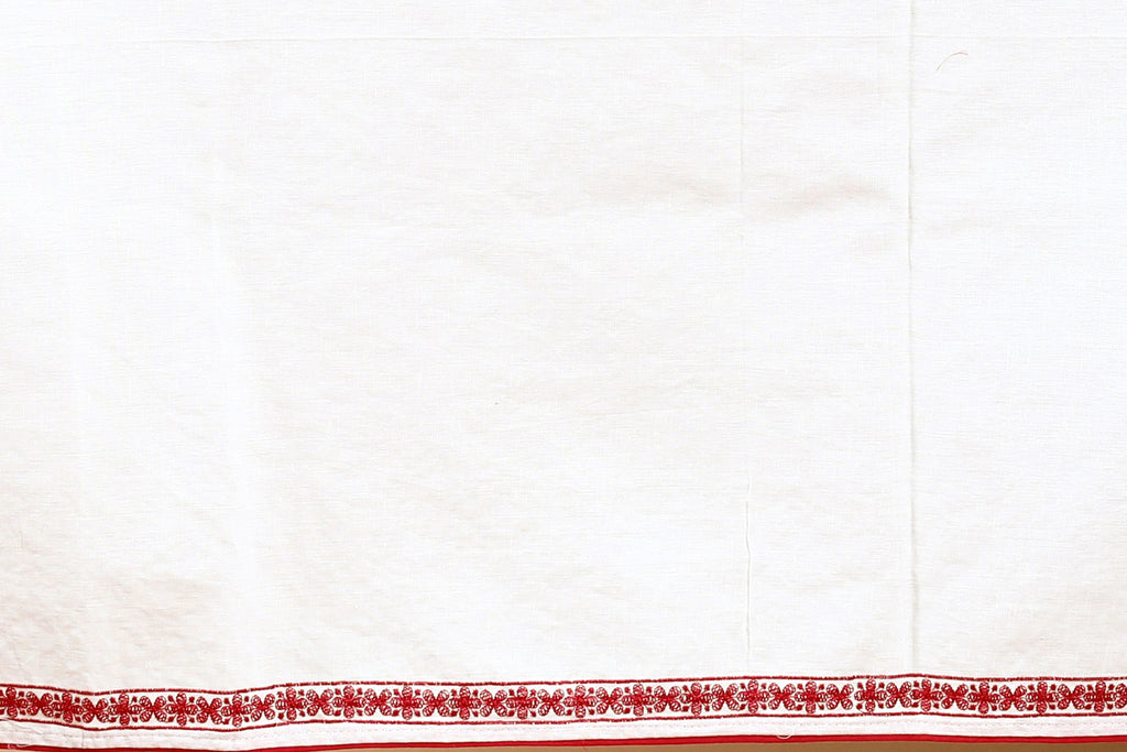 Red & White Silk Kota Saree with Blouse Piece