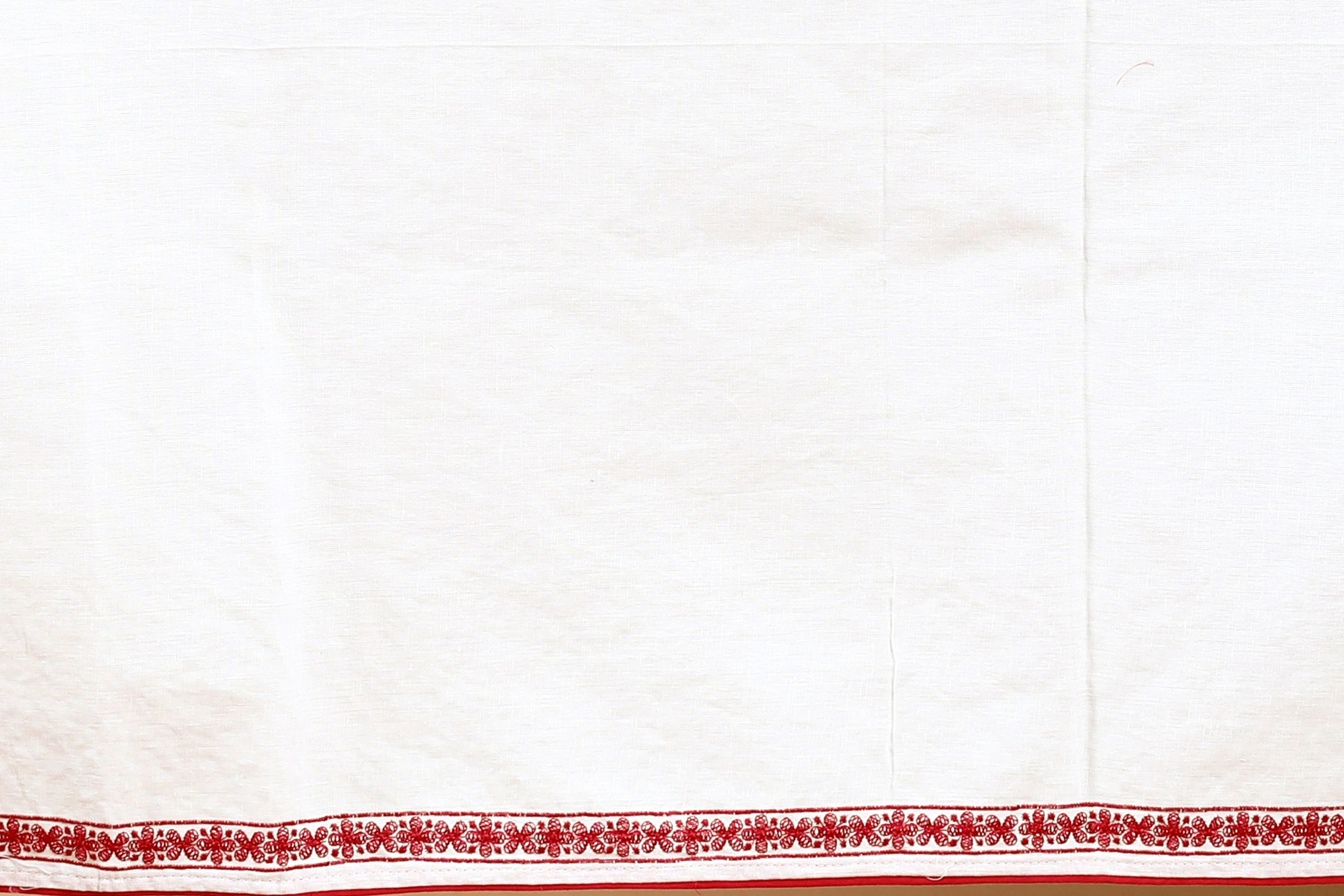 Red & White Silk Kota Saree with Blouse Piece