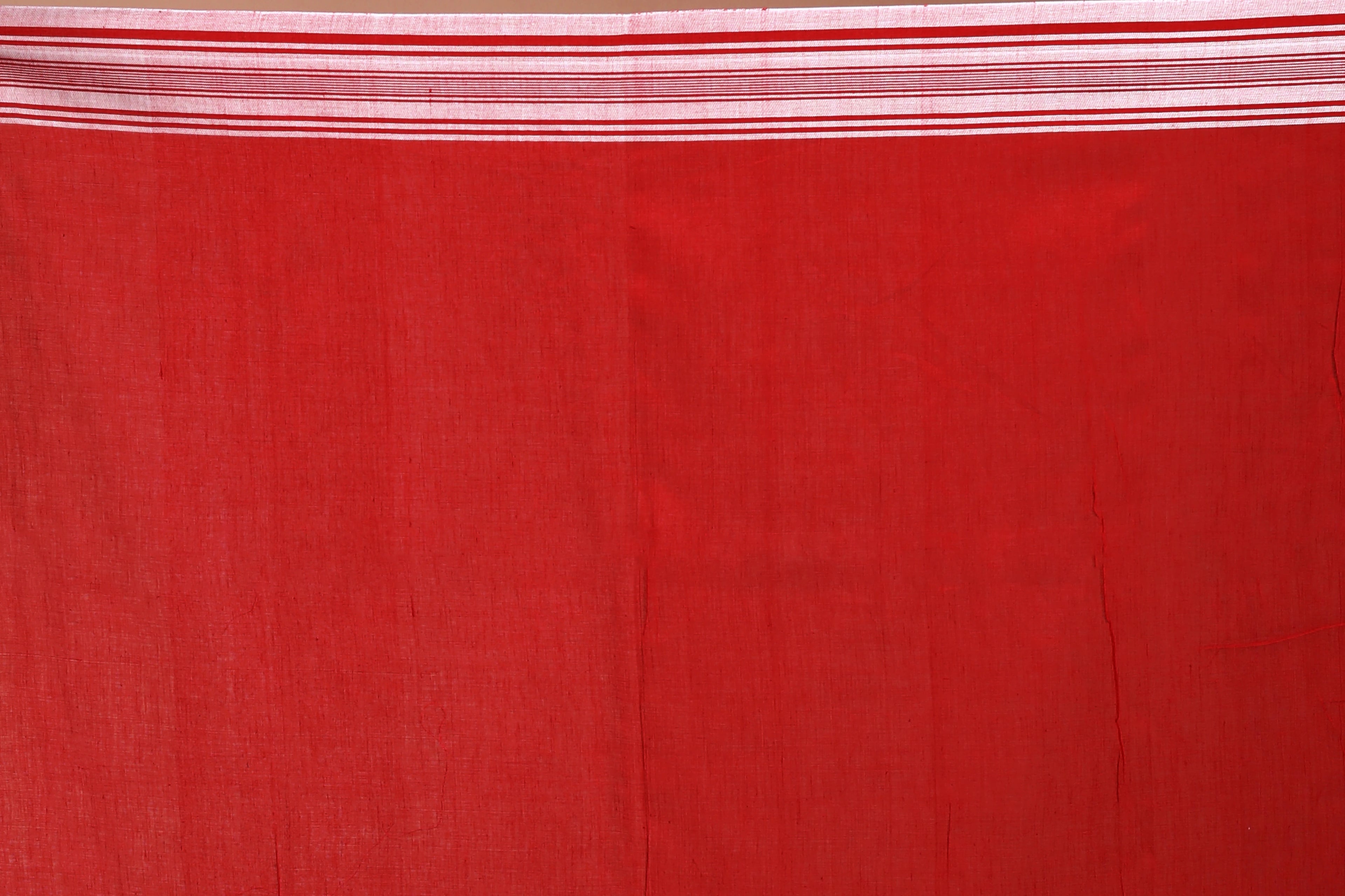Red  Cotton Saree with Blouse Piece