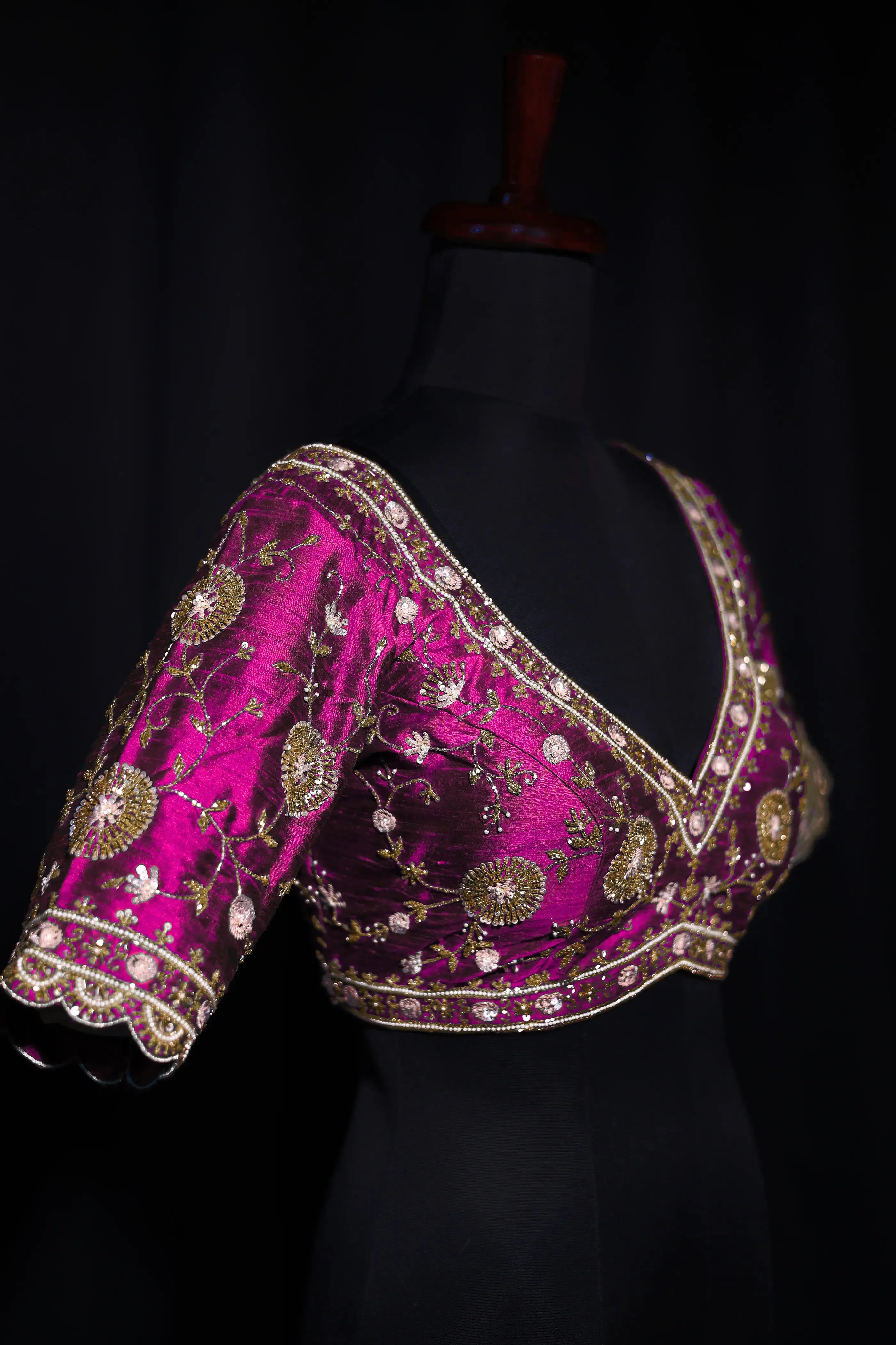 Rani Raw Silk Blouse For Women Jaal Style Party wear