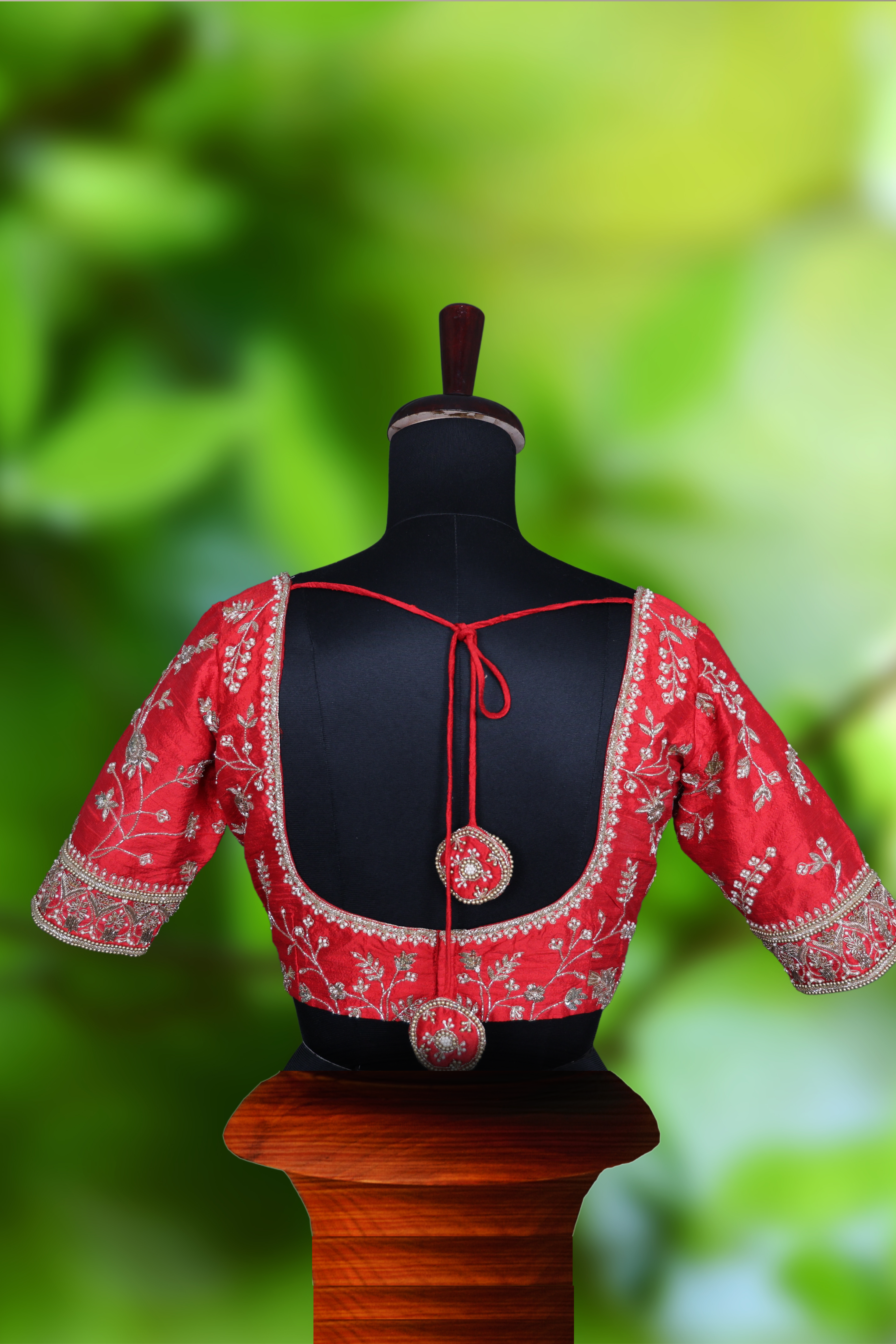 Red Raw Silk Zardosi Blouse
