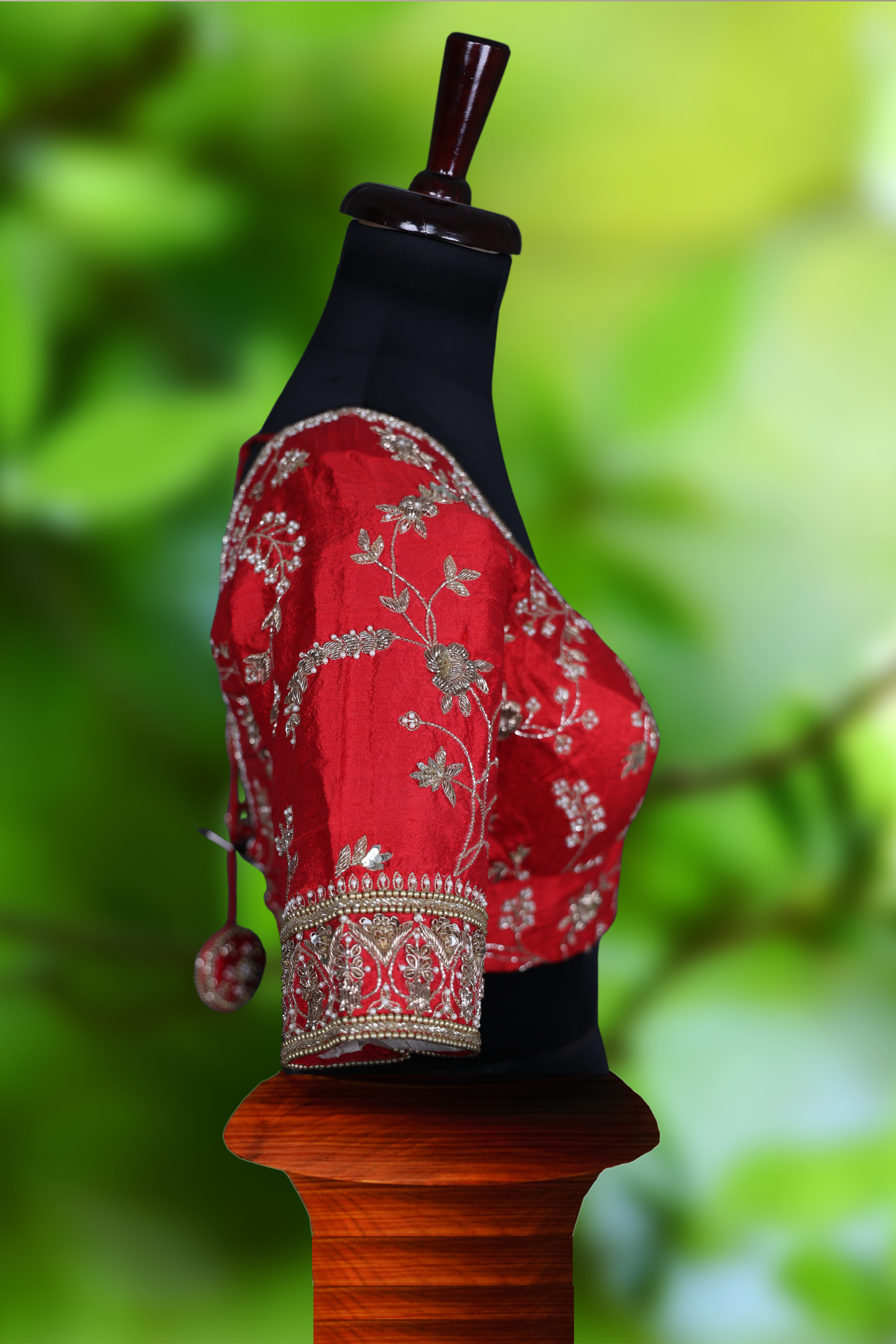 Red Raw Silk Zardosi Blouse