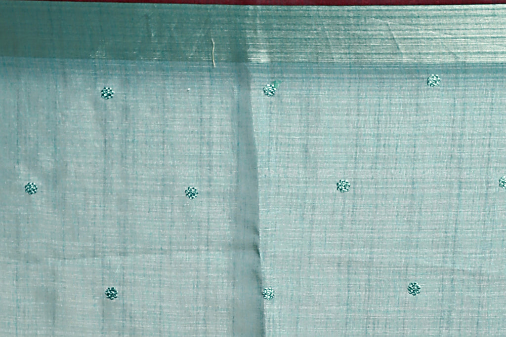EBS239B4 - Linen Tissue Saree Mint Green - detail