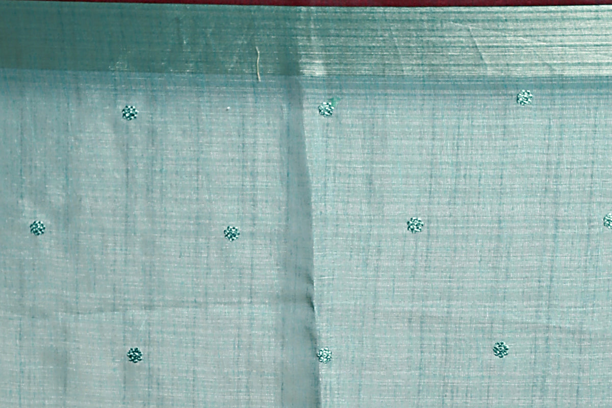 EBS239B4 - Linen Tissue Saree Mint Green - detail