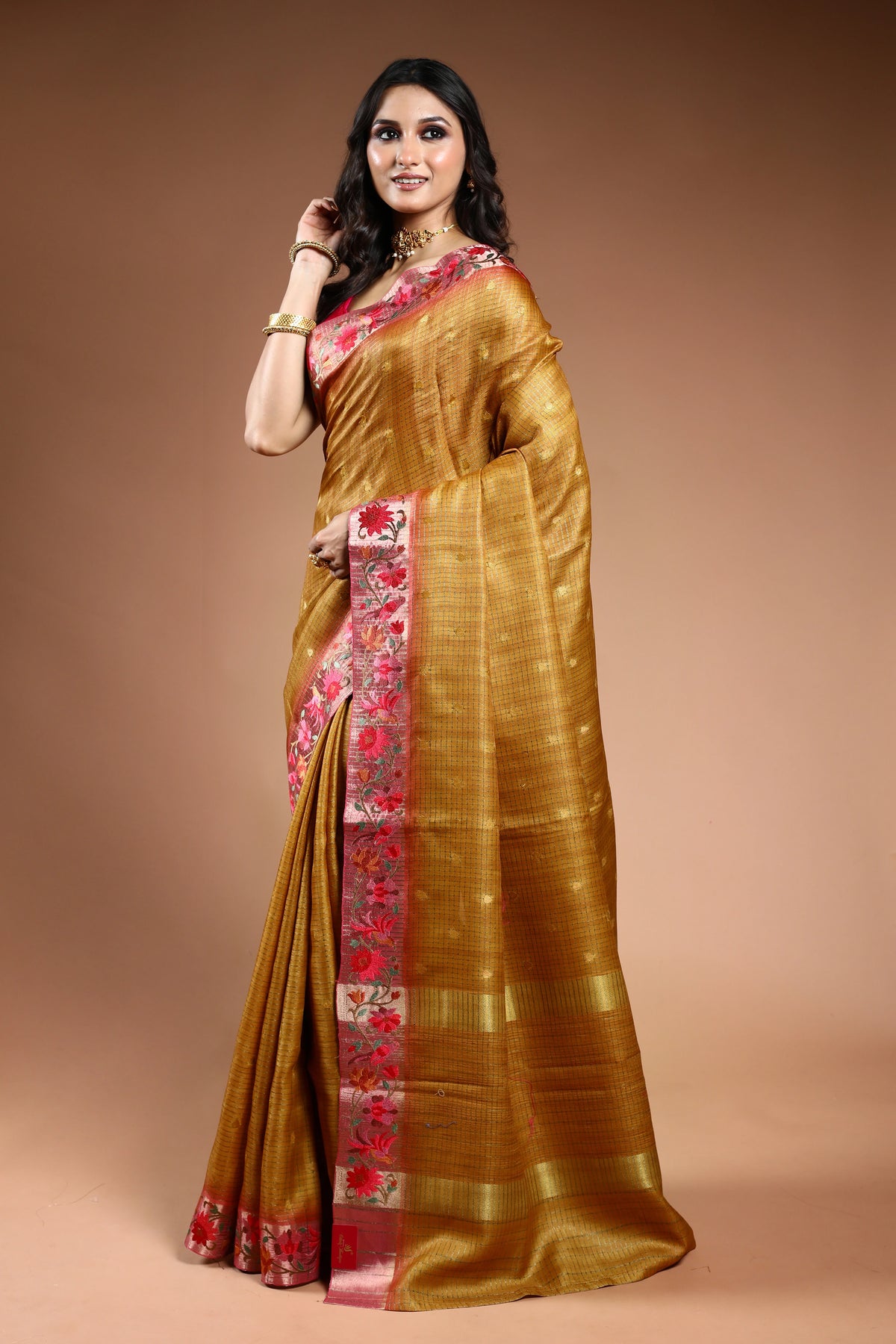 EBS242B4 - Linen Silk Saree Mustard - blouse