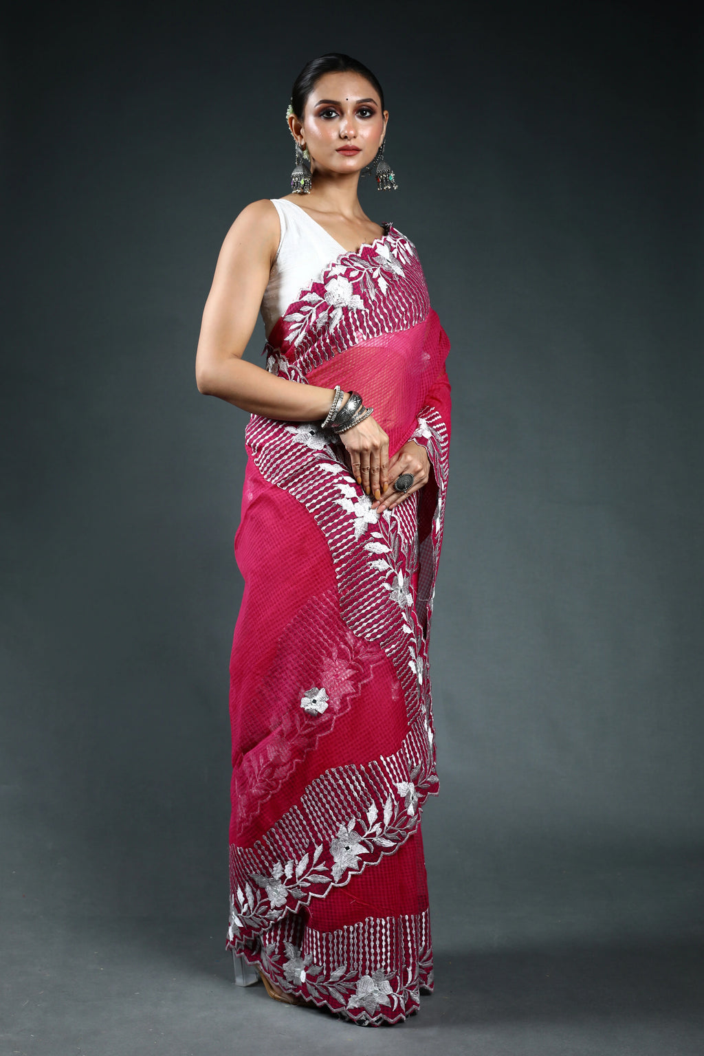 EBS245B4 - Embroidery Saree Rani Pink - detail