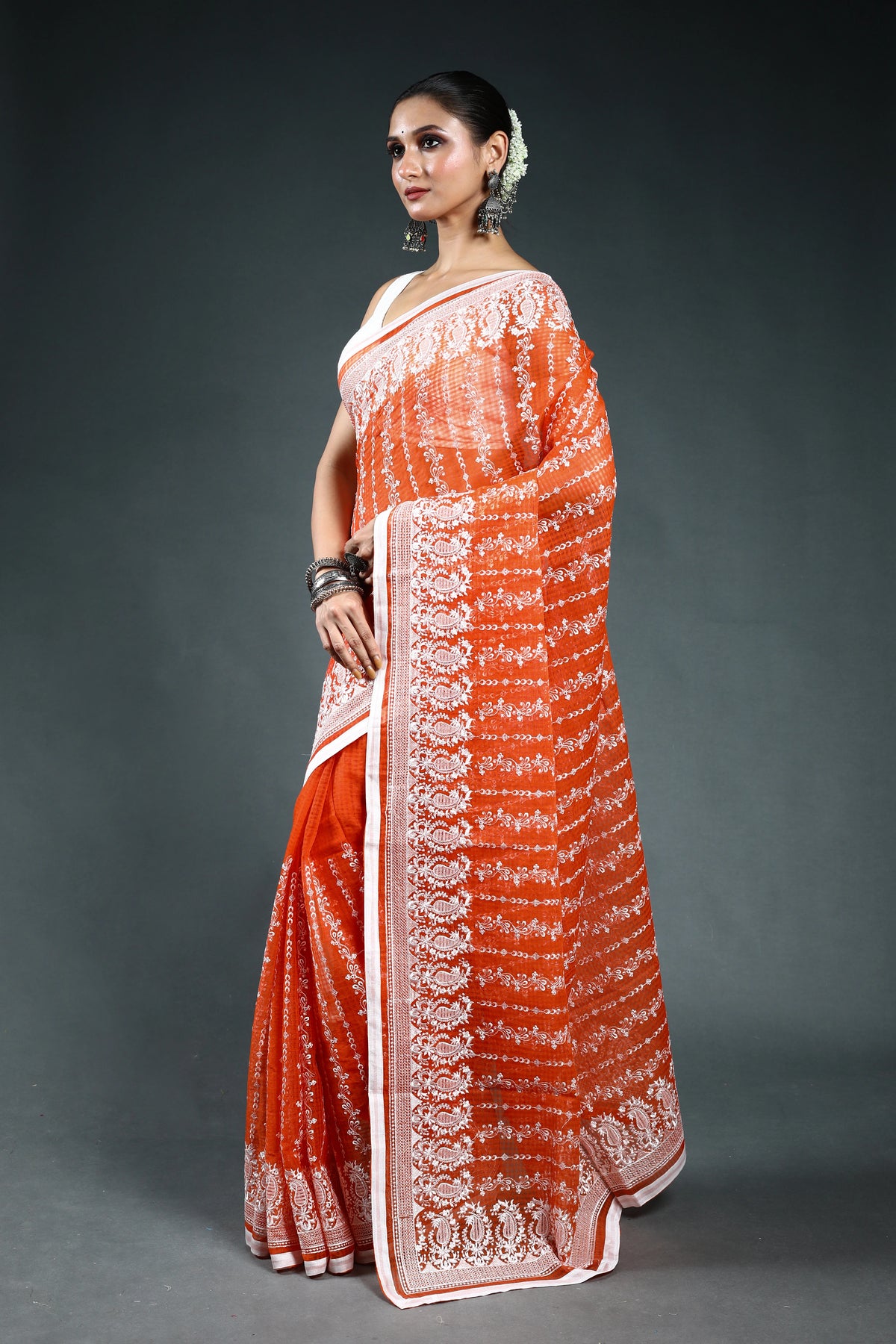 EBS246B4 - Embroidery Saree Orange - blouse