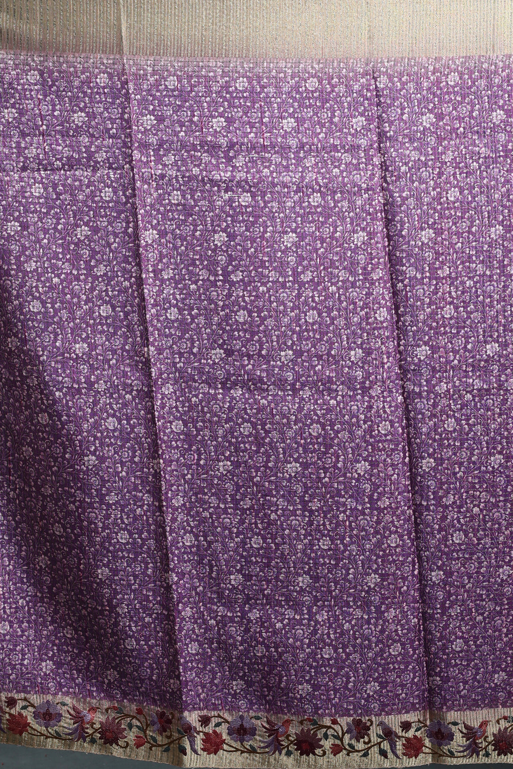 EBS240B4 - Linen Silk Saree Purple - detail
