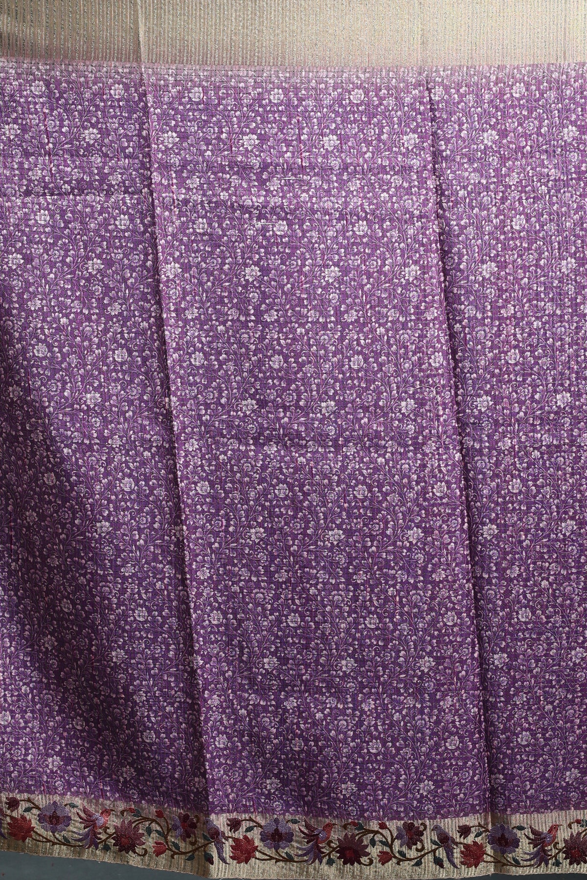 EBS240B4 - Linen Silk Saree Purple - detail