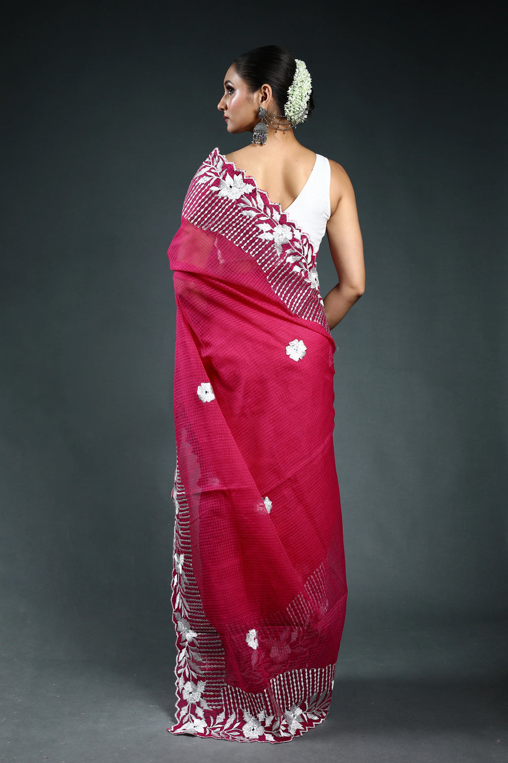 EBS245B4 - Embroidery Saree Rani Pink - detail 2