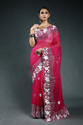 EBS245B4 - Embroidery Saree Rani Pink - front