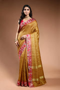 EBS242B4 - Linen Silk Saree Mustard - front