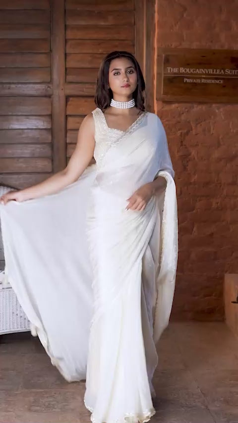 Chiffon Satin With Blouse Piece